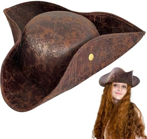 Sombrero De Pirata Tricornio Vintage Para Hombre – Ajustable Con Broches, Ideal Para Fiestas Temáticas, Halloween Y Cosplay