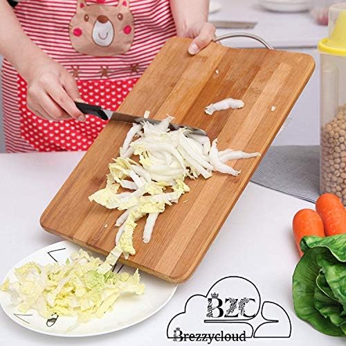 Brezzycloud Non-Slip Large Wooden Bamboo Chopping Board with Antibacterial Surface and Finger Handle | Large Kitchen Cutting Board for Meat, Vegetables, Cheese and Fruits