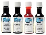LorAnn Oils Gourmet Flavor Fountain Variety Bundle Black Raspberry, Blueberry Delight, Dragon Fruit-Peach, Pistachio Nut, 1.7 Ounce Bottles (4 Pack)