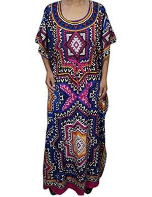 Mogul Womens Maxi Caftan Kaftan colorful Cruise Holiday Beach Cover Up Dress One Size
