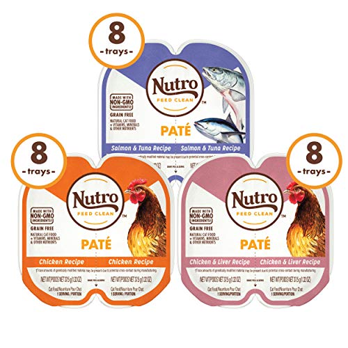 NUTRO Grain Free* Natural Wet Cat Food Paté Chicken Recipe, Salmon & Tuna Recipe, and Chicken
