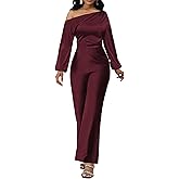 sexycherry Formal Jumpsuit for Women Dressy Wedding Guest Elegant Long Sleeve Long Straight Pants Cocktail Party Rompers