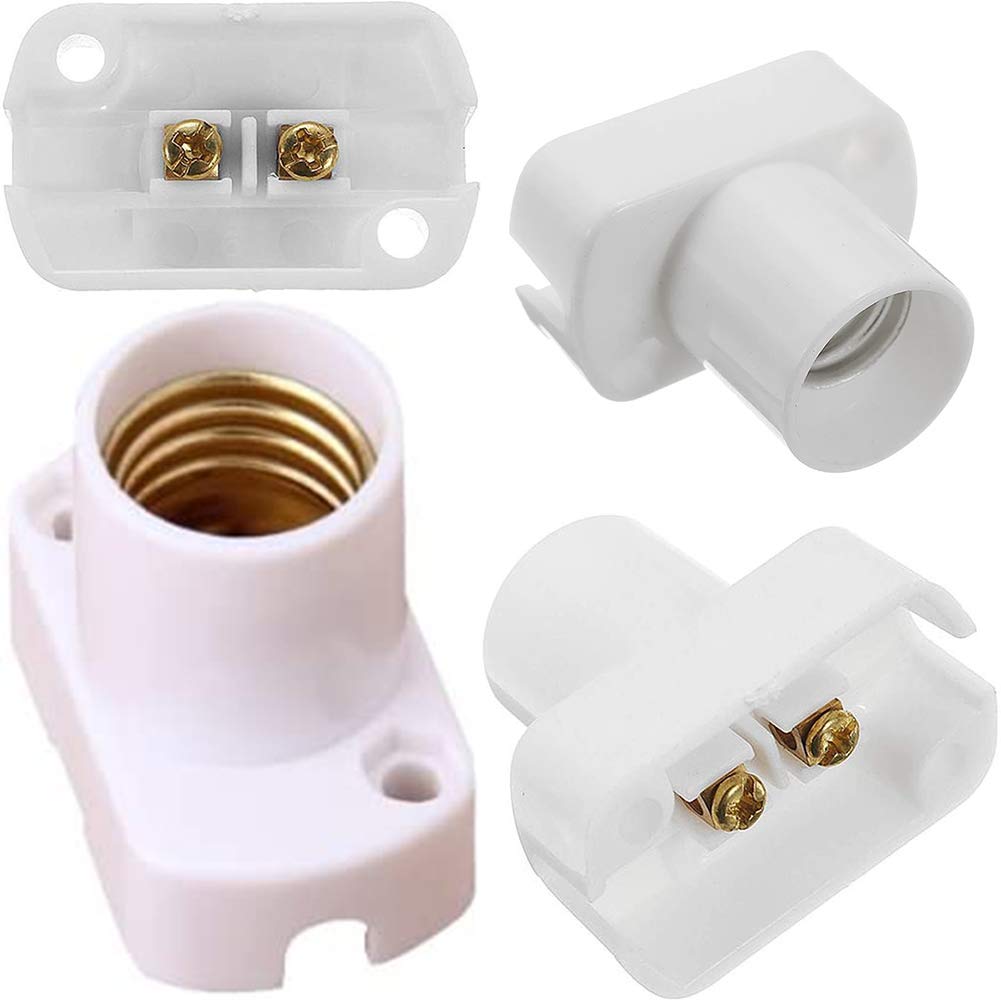E17 Screw Light Bulb Socket Holder [Pack of 6 Pieces] E17 Lamp Plastic Base Edison for Living Room Bedroom Garage Corridor, AC 220-250V White