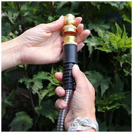 Quality Source Products 50' Metal Garden Hose with Brass Sprayer - Thumbnail 4