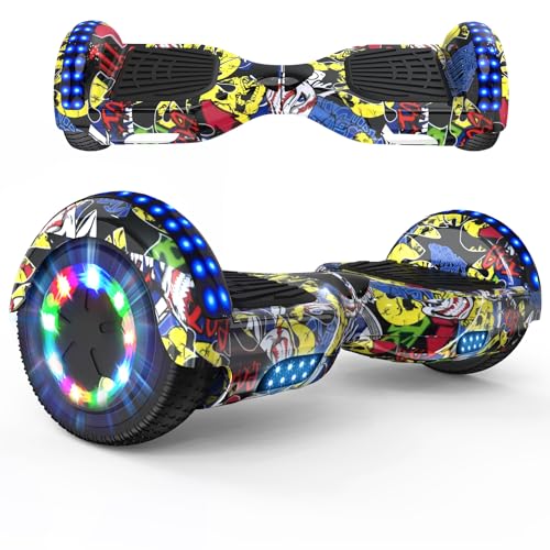 RCB Hoverboard 6,5 Zoll Skateboard für Kinder und Jugendliche mit Bluetooth und LED-Licht, leistungsstarker Motor, Geschenk für Kinder