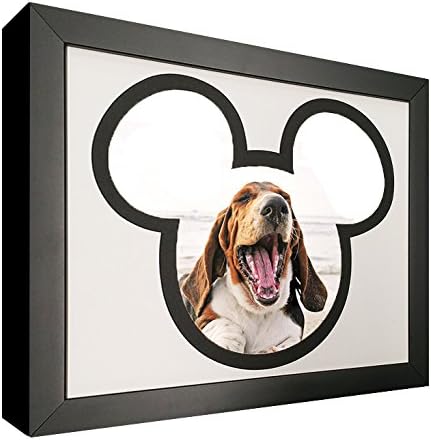 Mouse Silhouette Picture Frame with Black and White Mat - For 4x6 Photos