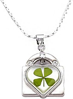 Amazon Com Stainless Steel Real Irish Four Leaf Clover Heart Key Lock Pendant Necklace 16 18 Inches Jewelry