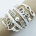 Nurbo Fashion Style Jewelry Cute PU Leather Infinity Charm Bracelet Wrist Band
