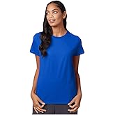 Hanes SL04 Women’s Perfect-T Shirt, 100% Ring-Spun Cotton, Lightweight 4.5 oz, Pre-Shrunk, Contoured Fit, Tear-Away Label, Sustainable, Soft & Durable Tee, 4XL, Deep Royal