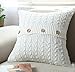 Home-organizer Tech Cotton Removable Knitted Decorative Pillow Case Cushion Cover Cable Knitting Patterns Square Warm Throw Pillow Covers, 17.5 By 17.5 Inch, White, Cover Only by Home-organizer Tech