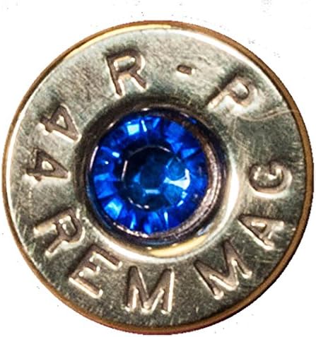 Dobez DesignZ .44 Magnum Brass Tie Tack with Light Blue Swarovski Crystal (R-P)