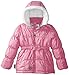Little Girls' Faux Fur Hooded Puffer Coat with Sequin Collar