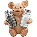 Decorative Pig Glass Salt and Pepper Shaker Set with Holder Stand in Farm Animal Figurines, Sculptures & Statues or Rustic Country Kitchen Decor and Restaurant Table Spice Rack Decorations As Gifts