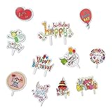 Yunko 100 Pcs Happy Birthday Theme Cupcake Toppers Birthday Party Favors Cake Decoration(Lovely Animal and Balloon)