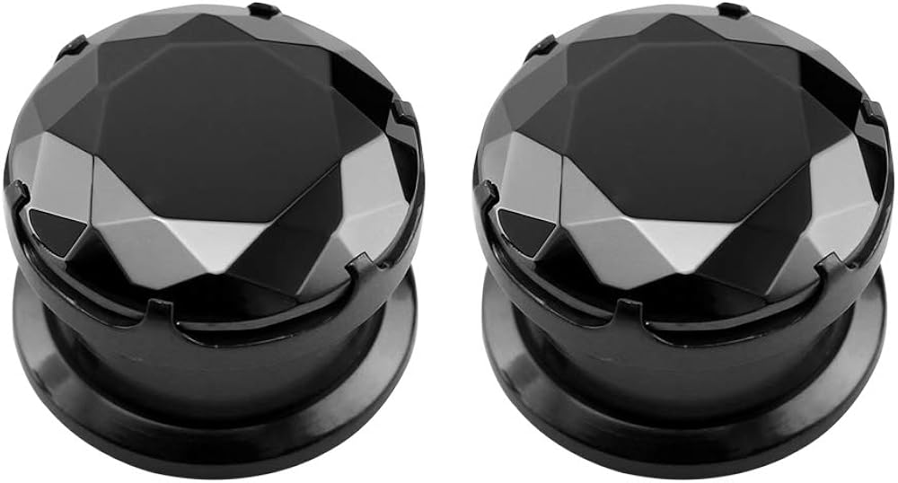 ZeSen Jewelry Black CZ Stone Ear Gauge Screw Stainless Steel Ear Plugs Tunnel Piercing Expander Stretcher, Stainless Steel