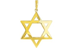 Jewelry America 14K Yellow Gold Large Star of David Pendant with High Polish