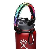Handle for Hydro Flask - Paracord Survival Strap with Security Ring for Wide Mouth Water Bottles Carrier (Colorful/Black)
