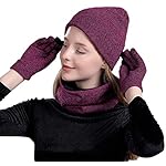 Bienvenu 3 Pieces Knitted Hat Set Winter Thick Warm Knit Hat + Scarf + Touch Screen Gloves Bienvenu 3 Pieces Knitted Hat Set Winter Thick Warm Knit Hat + Scarf + Touch Screen Gloves