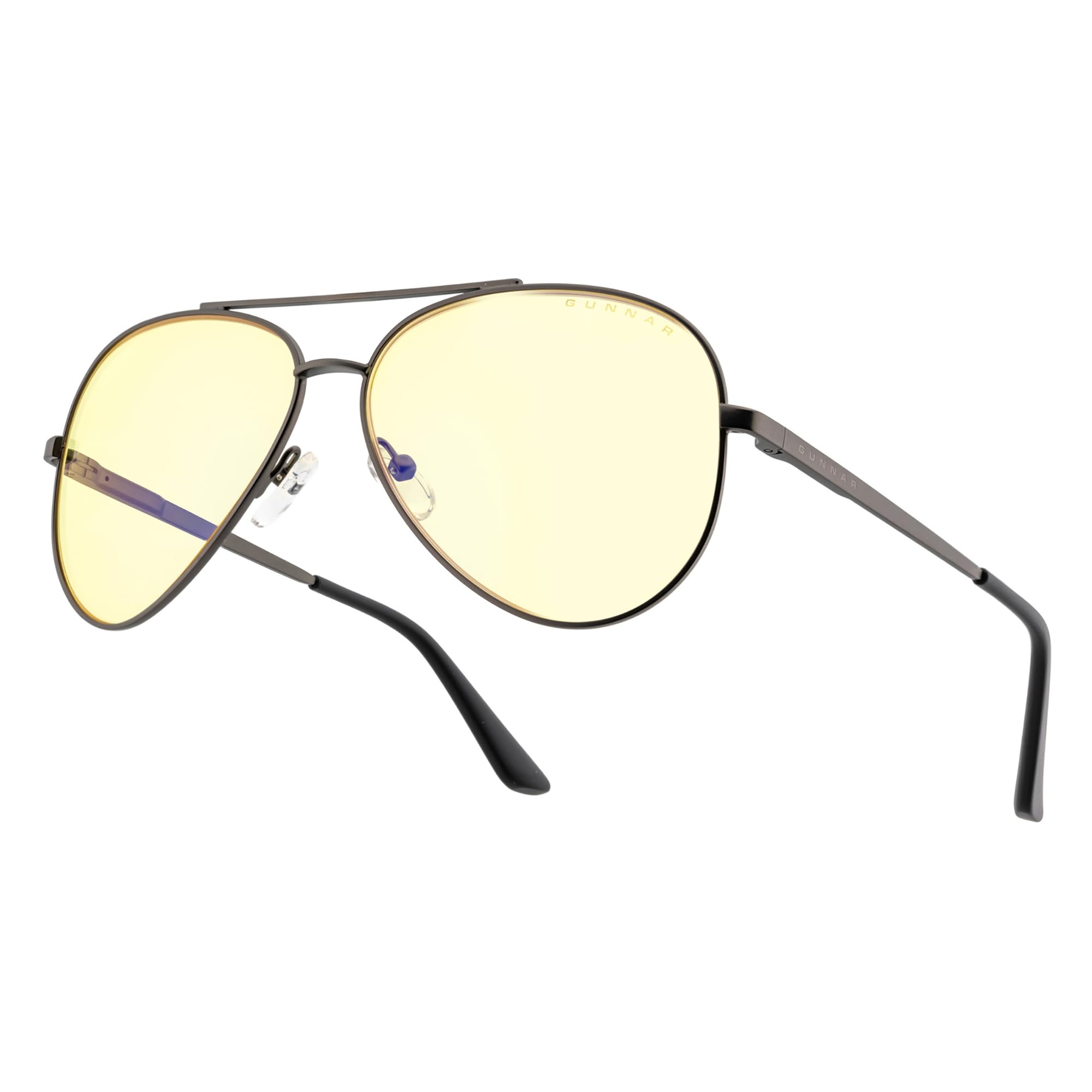 Gunnar Gaming and Computer Eyewear - Maverick, Frame Colour: Gunmetal, Lens Tint: Amber (Blocks 65% Blue Light & 100% UV Light) - Blue Light Blocking Glasses - Patented lens