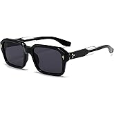 EYLRIM Square Frame Sunglasses for Women Men Fashion Rectangle Sun Glasses UV400 Protection Black Shades
