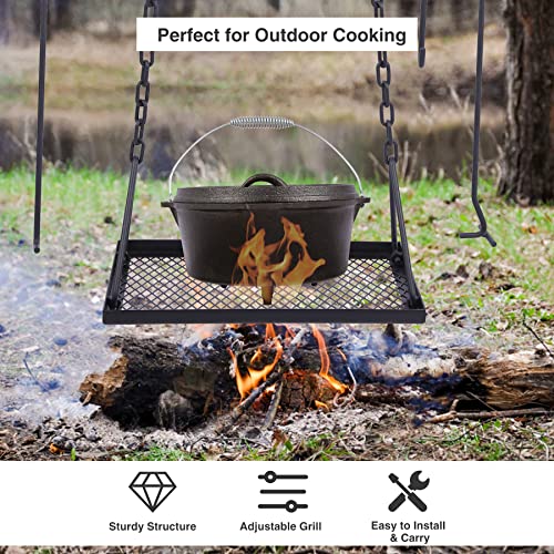 Lineslife Grill Swing Campfire Cooking Stand with Adjusatble Chains
