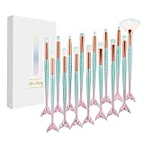 Apr.Fairy Mermaid Makeup Eye Brushes Set 15pcs 3D Fish Scale Brush Kit Eyeshadow Eyeliner Eyebrow Blending Pencil Beauty Tools