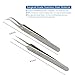 FEITA Precision Eyelash Extension Tweezers Set - Professional Straight & Curved Pointed Very Fine Tip Tweezers for Lash Extensions - Silver - 2Pcs