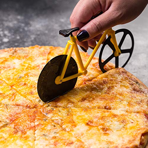 ShawFly Fiets Pizza Cutter RVS Roller Pizza Cutter, met Scherp Blade, Creatieve Keuken Gereedschap (Geel) - Afbeelding 3