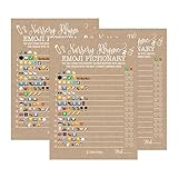 25 Rustic Emoji Nursery Rhyme Baby Shower Game Party Ideas For Pictionary Quiz, Boys Girls Kids Men Women and Couples, Cute Classic Bundle Pack Set Gender Neutral Unisex Fun Coed Guessing Card