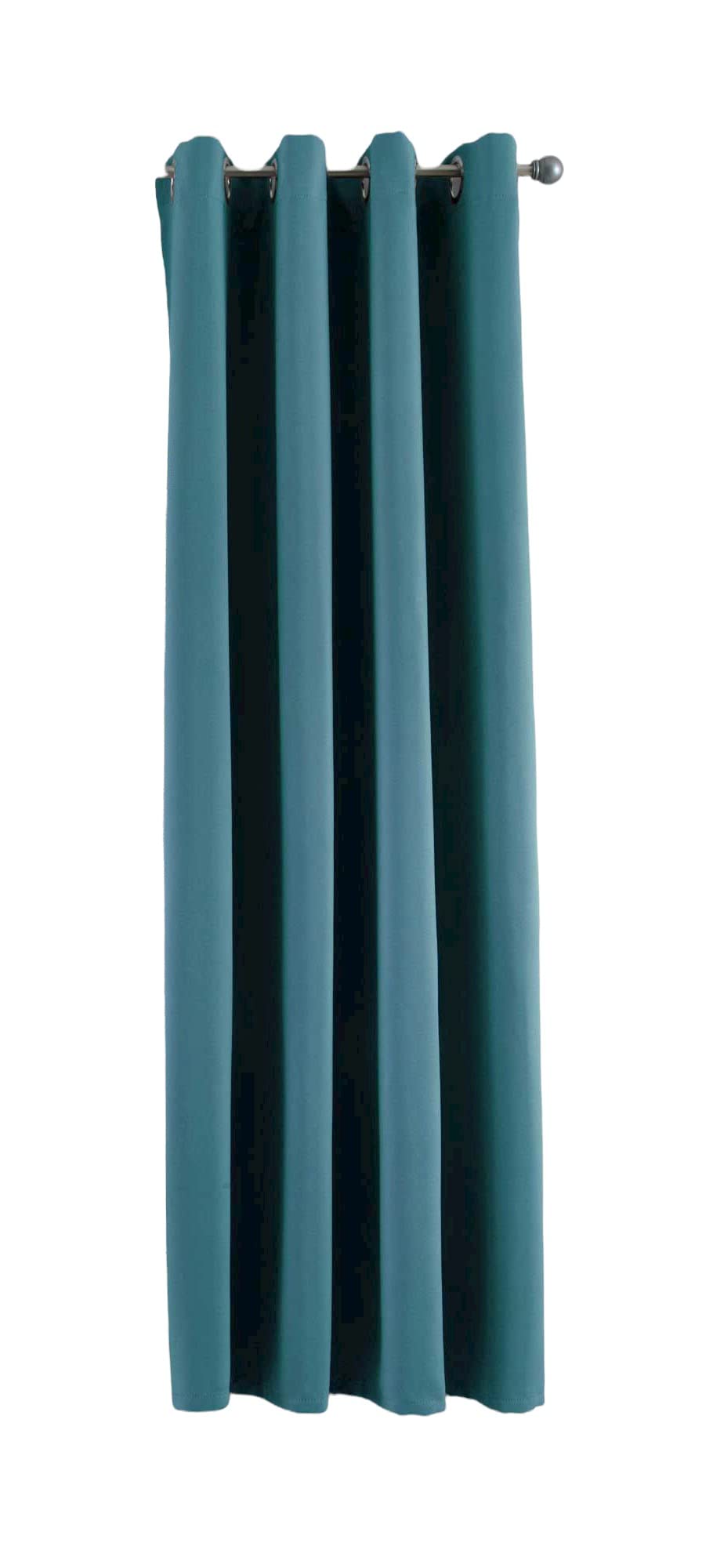 Gardinenbox NewYork Opaque Curtain Petrol H x W 160 x 140 cm Pack of 1 Thermal Blackout Curtain Blackout Eyelets Sound-Absorbing Oeko-Tex UV Protection Tieback 201920600