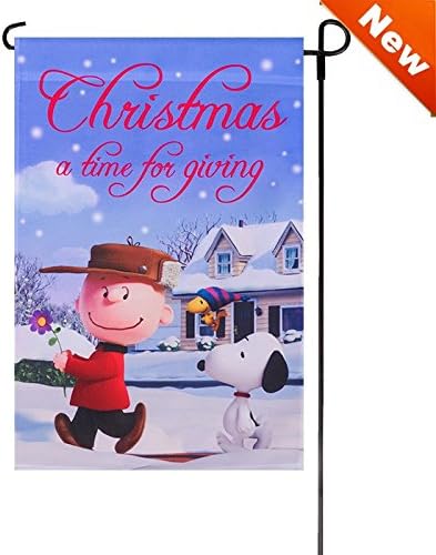 Jetmax Peanuts Flag Christmas A Time for Giving 12" x 18" Snoopy 62766