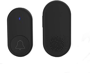 yaoyaoshop Doorbell Kit Black Minimalist Style Wireless Home Doorbell Music Doorbell Free Punch Doorbell 110 Decibel High Volume Long Distance doorbell for Home