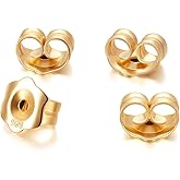 14K Gold Earring Backs Secure and Comfortable Replacement Earring Stoppers for Studs and Hoops 5mm 4 Pieces