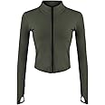 Gihuo Women's Athletic Full Zip Lightweight Workout Jacket with Thumb Holes