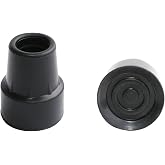 Cane Tips 1 Inch Heavy Duty Replacement Rubber End Cap for Cane Black 2pcs | Cane Feet Bottom Stopper for Walking Canes Crutches Sturdy Crutches Tip Non Slip Good Grip Traction Metal Washer Reinforced