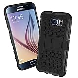 Galaxy S6 Case, Bomea Hybrid Dual Layer Impact Galaxy S6 Hard Case Cover with TPU Protector Skin w/ Kickstand For Samsung Galaxy S6 Phone (All Carriers : AT&T T-Mobile Sprint Verizon International Unlocked Versions) - Black
