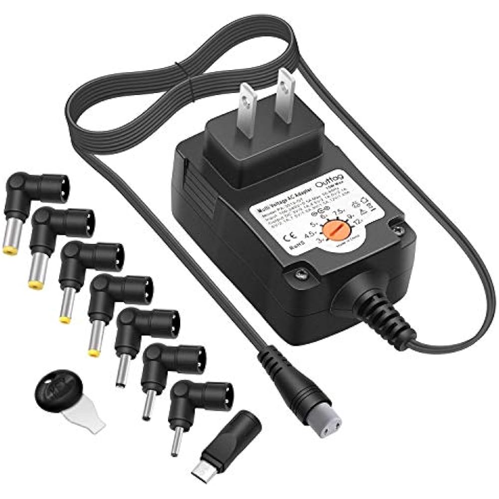 Outtag 15W Universal AC DC Adapter 3V 4.5V 6V 7.5V 9V 12V Multi Voltage