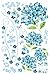 Amaonm Removable DIY Romantic Blue Hydrangea Flowers Flower Vines Butterfly Wall Decals Home Art Decor Stickers Murals Peel Stick for Tv Background Living Room Baby Kids Girls Bedroom