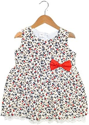 MAGPIE Printed Baby Cotton Frock Red Bow & White Lace (M002R)…