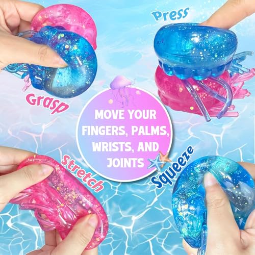 ORCHID M® 6 Pcs Set Box Fidget Toys, Sparkling Jellyfish Sensory Sensory Bundle, Blind Box Malt Sugar,6-Piece Creative Slow-Return Squishy Birthday Gifts, Party Gift (Pink)
