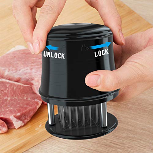 Meat Tenderizer,ABsuper Professional 48 Ultra Sharp Stainless Steel Blades for Tenderizing,BBQ,Chicken,Steak,Fish and Pork (Model1-Black)