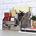 MyGift Torched Wood Desktop Organizer - Includes 6 Compartments and 2 Pullout Drawers to Organize Office Supplies and Accessories