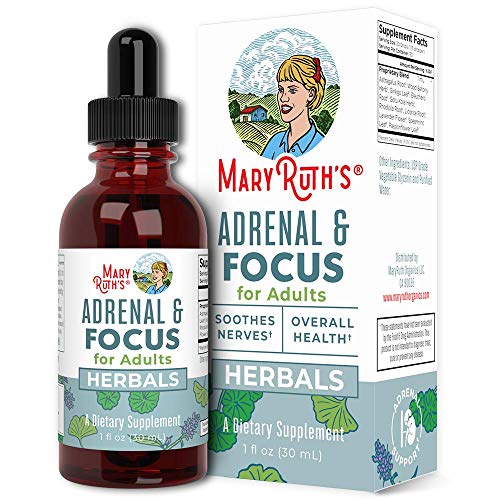 MaryRuth Organics Nootropic Focus Supplement for Adults | USDA Organic | Ginkgo Biloba & Astragalus | Focus & Adrenal Support | Brain and Memory Drops | Vegan | Non-GMO | Gluten Free | 30 Servings