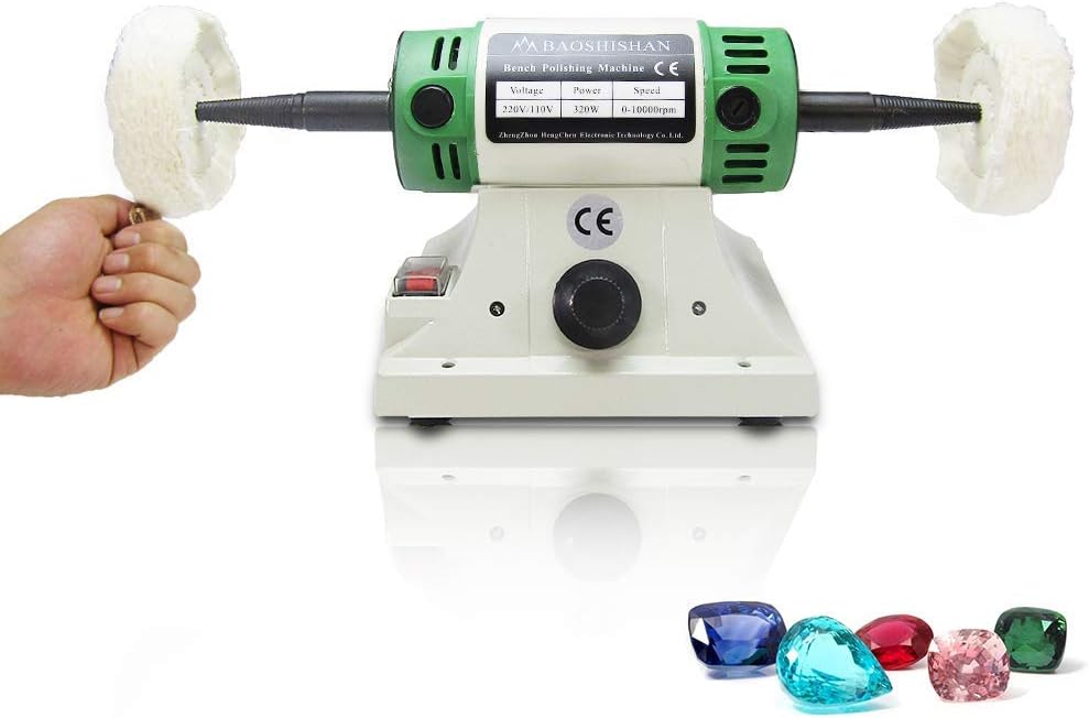 BAOSHISHAN Mini Bench Polisher Polishing Machine Lathe Sander Grinder Buffing Motor 1750-10000rpm 320W 220V