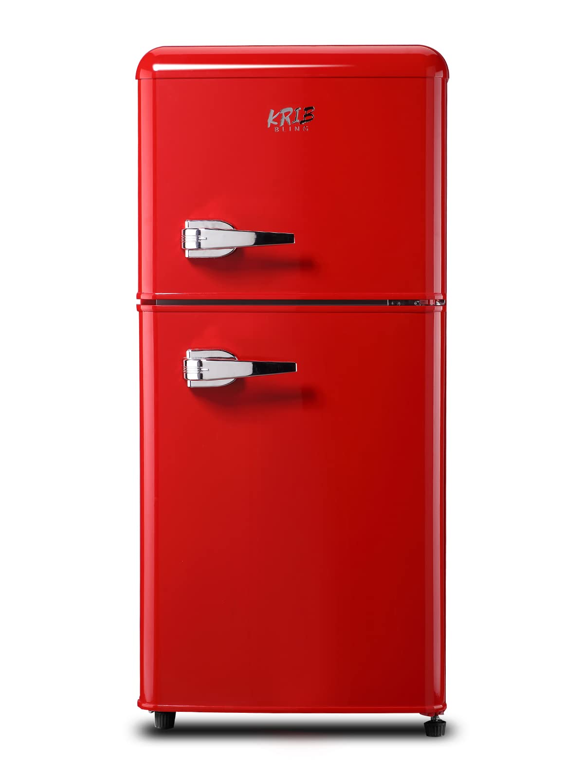 3.5 Cu.Ft Double Door Refrigerator With Freezer - Vintage Style, 7 Temp Settings, For Dorm, Office, Apartment (Black)