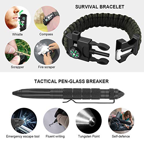 Tolaccea Survival Kit 17 in 1 Survival Gear for Hiking Camping Hunting Fishing Backpacking Travel Adventures