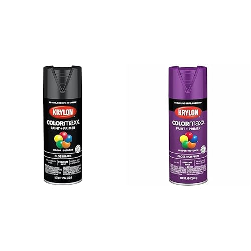 Krylon 12 Oz Gloss Black and Gloss Rich Plum Spray Paint and Primer 2-Pack