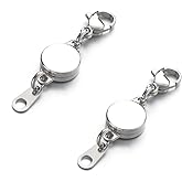 Zpsolution Stainless Steel Magnetic Jewelry Clasps, Silver Plated Locking Magnetic Necklace Clasps Bracelet Extender for Jewelry Making