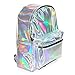 Zicac Girl's Sliver Holographic Laser Leather Backpack Travel Casual Daypack (Silver)