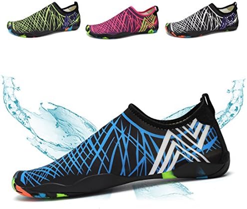 Ceyue Mens Womens Athletic Water Shoes Lightweight Quick Dry Aqua Socks Swim Shoes Water Aerobics for Beach Surfing Swim Yoga Exercise Shoes for Unisex (Blue 38)